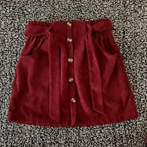 Burgundy Courdoroy Skirt with Pockets